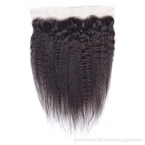Ear To ear 13x4 Lace Frontal Kinky Straight Pre Plucked Swiss Lace Invisible On Head 100% Human Hair